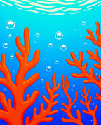 Vibrant Coral Reef Under Water Bubbles Rug