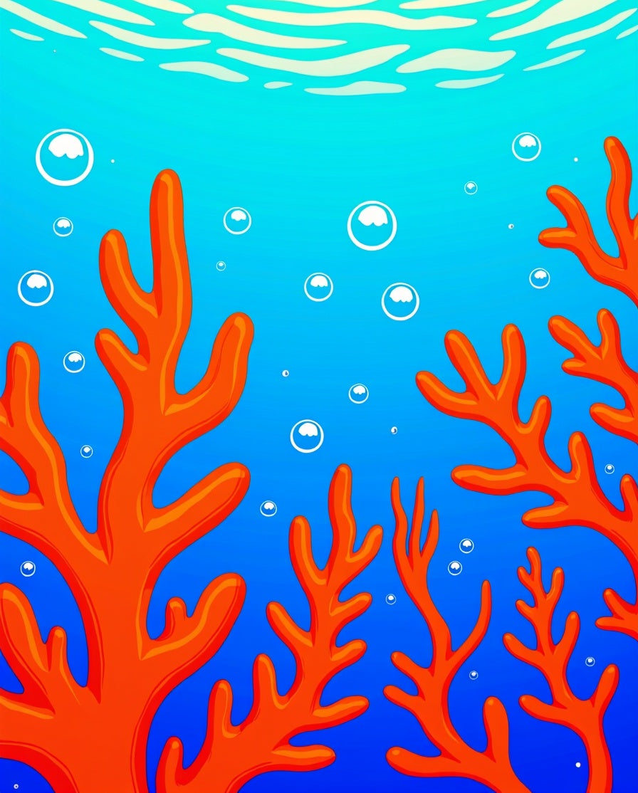 Vibrant Coral Reef Under Water Bubbles Rug