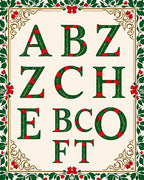 Embellished Botanical Alphabet Border Rug