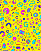 Colorful Playful Retro Icons Rug
