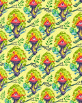 Whimsical Cartoon Treehouse Scarlet Roof Rug