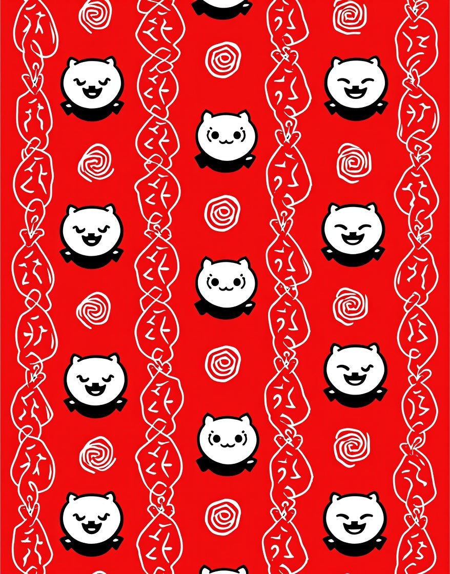 Cute Red Kitty Swirls Rug