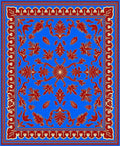 Regal Red Floral Medallion Blue Rug