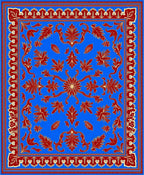 Regal Red Floral Medallion Blue Rug