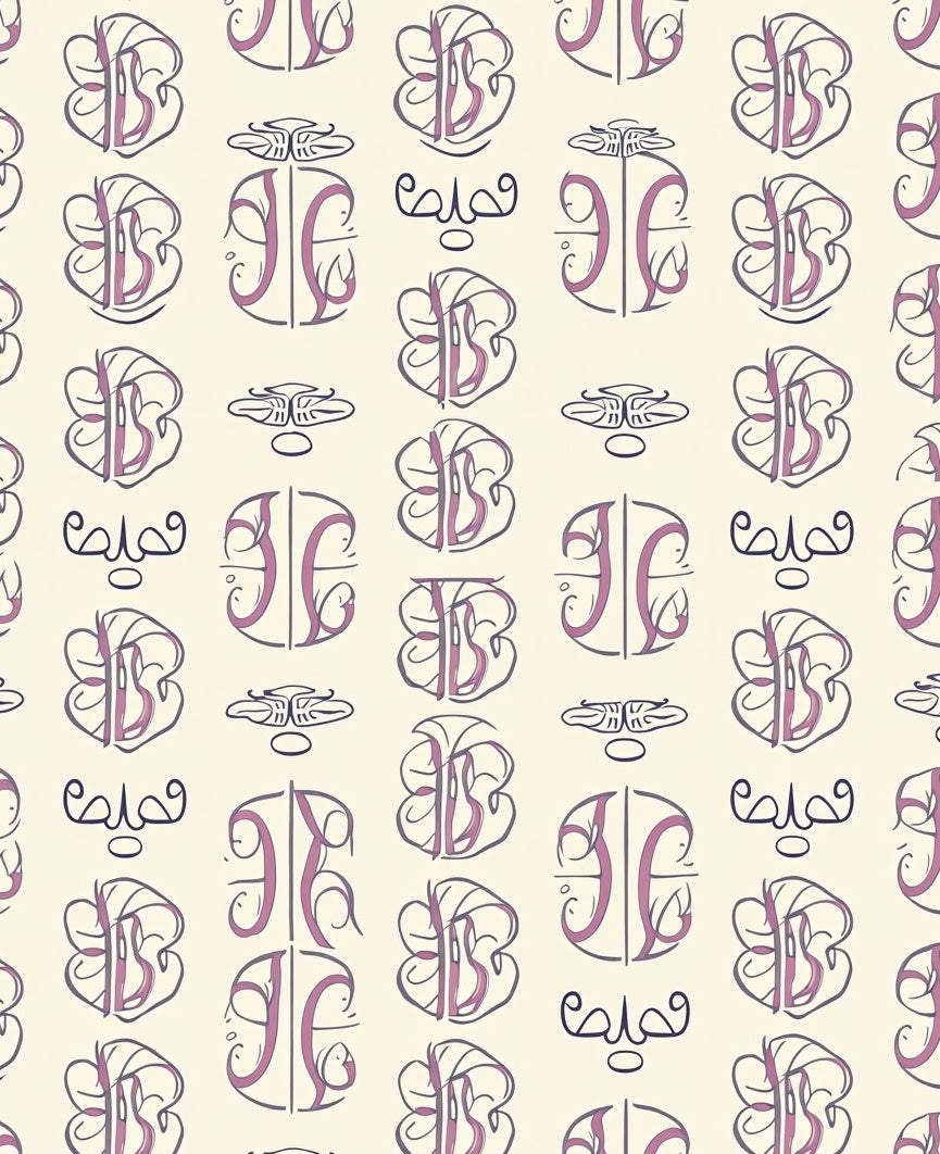 Cream Amethyst Monogram Medallion Art Rug