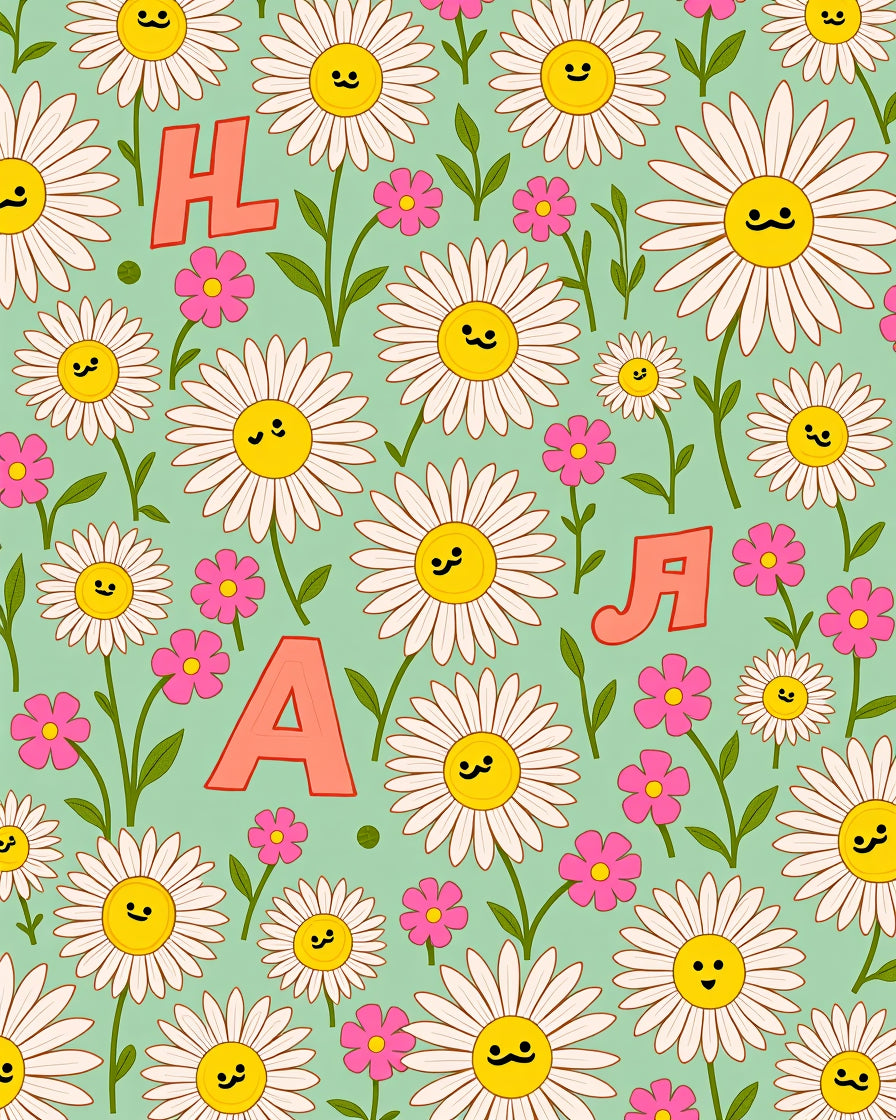 Cheerful Daisy Field with Pink Accents Rug