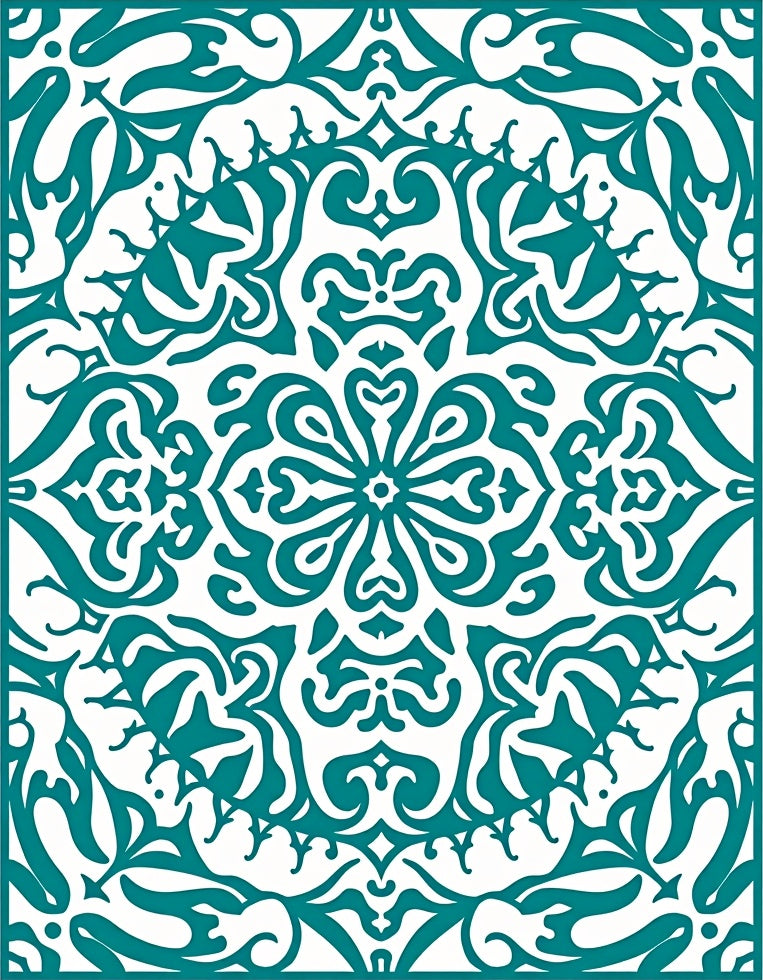 Teal Medallion Arch Ornate Rug