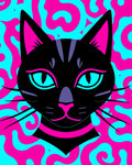 Retro Black Cat Swirl Rug