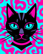 Retro Black Cat Swirl Rug