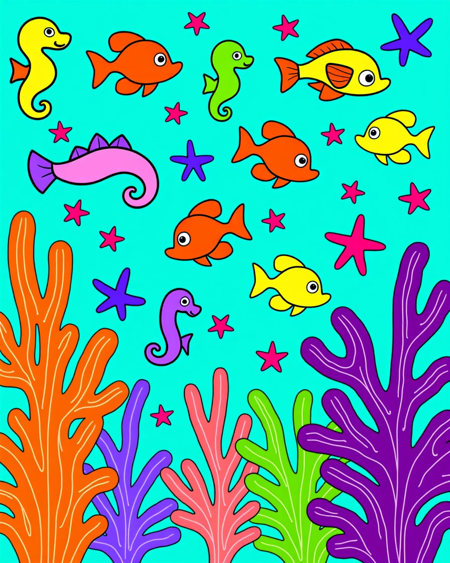 Ocean Coral Fish Seahorse Starfish Rug