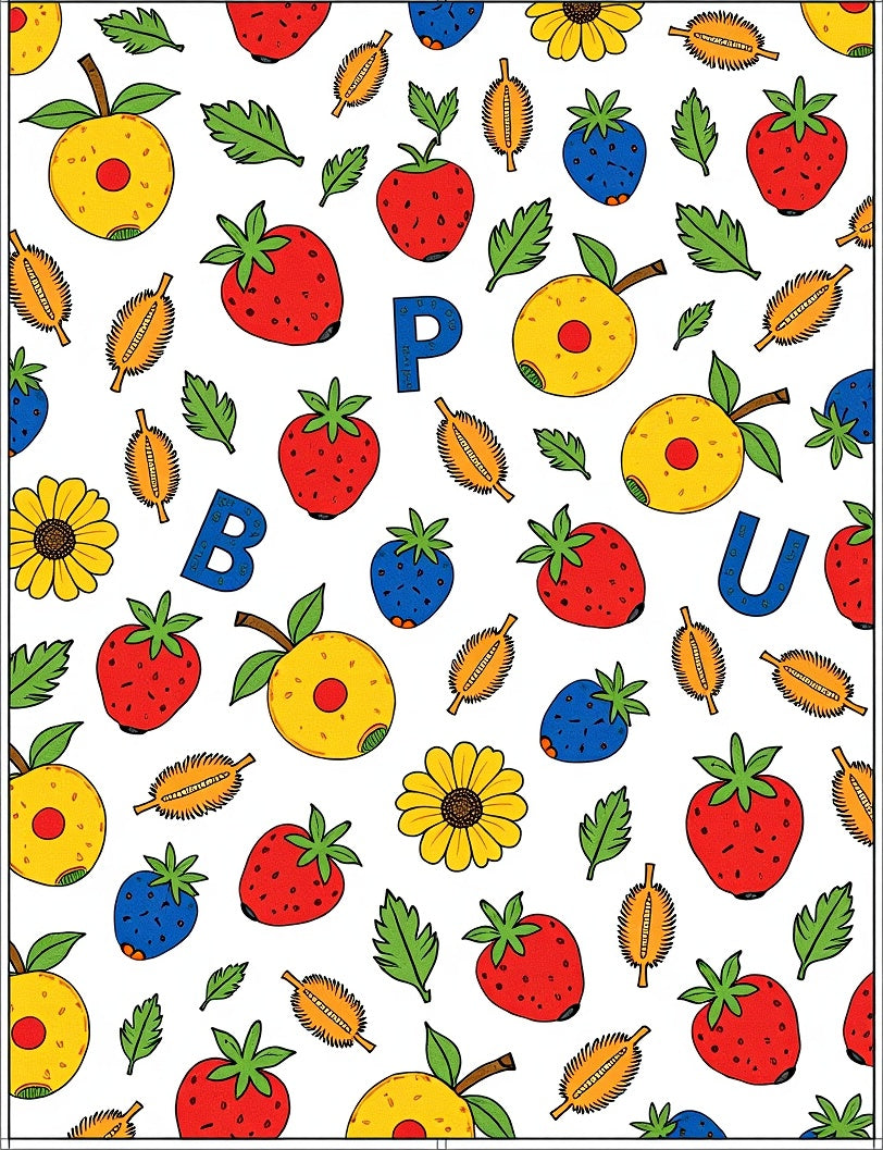 Whimsical Fruit Letters Meadow Rug