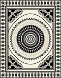 Bold Black and Ivory Medallion Border Rug