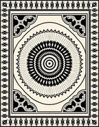 Bold Black and Ivory Medallion Border Rug