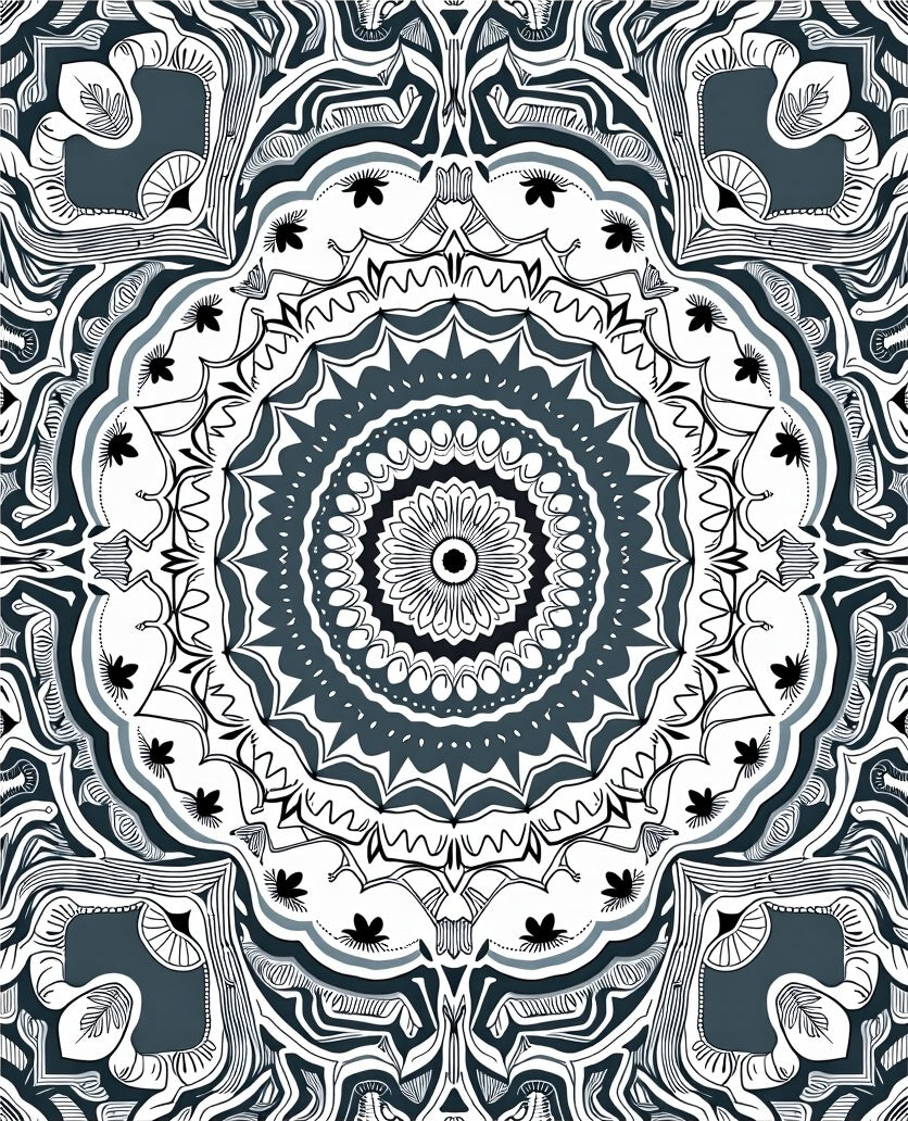 Monochromatic Intricate Mandala Bloom Rug
