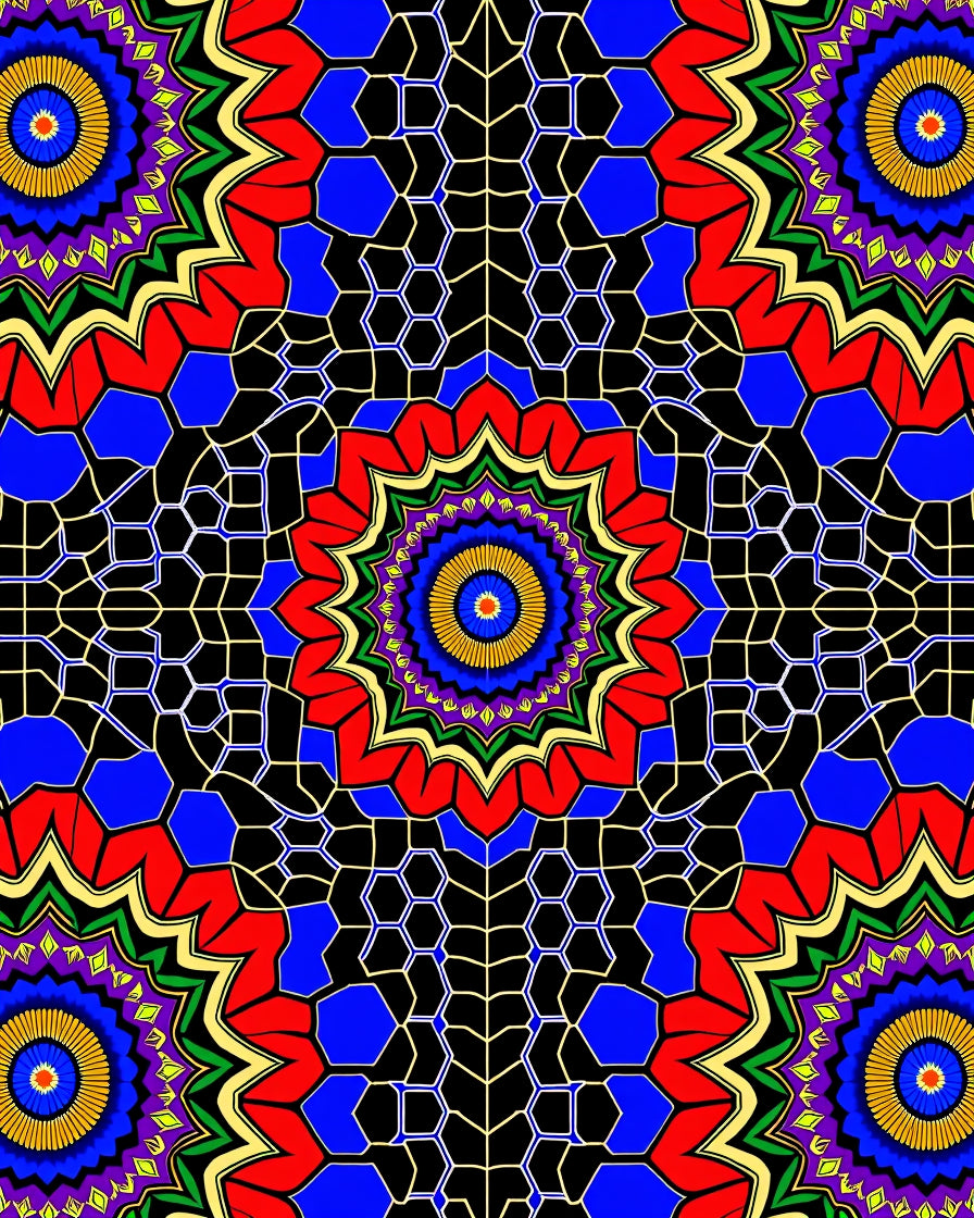 Vibrant Kaleidoscopic Medallion Jewel Tone Rug