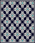 Deep Teal Ivory Medieval Cross Rug