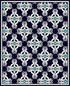 Deep Teal Ivory Medieval Cross Rug