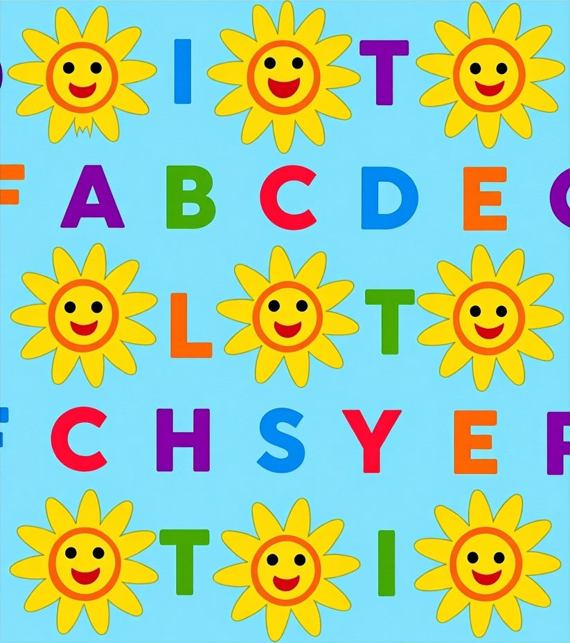 Cheerful Sun Alphabet Repeating Pattern Rug