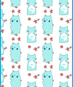 Cute Teal Cats with Red Stars Rug