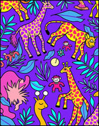 Whimsical Giraffe Monkey Jungle Animals Rug