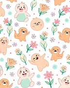 Happy Characters and Floral Scatter Rug
