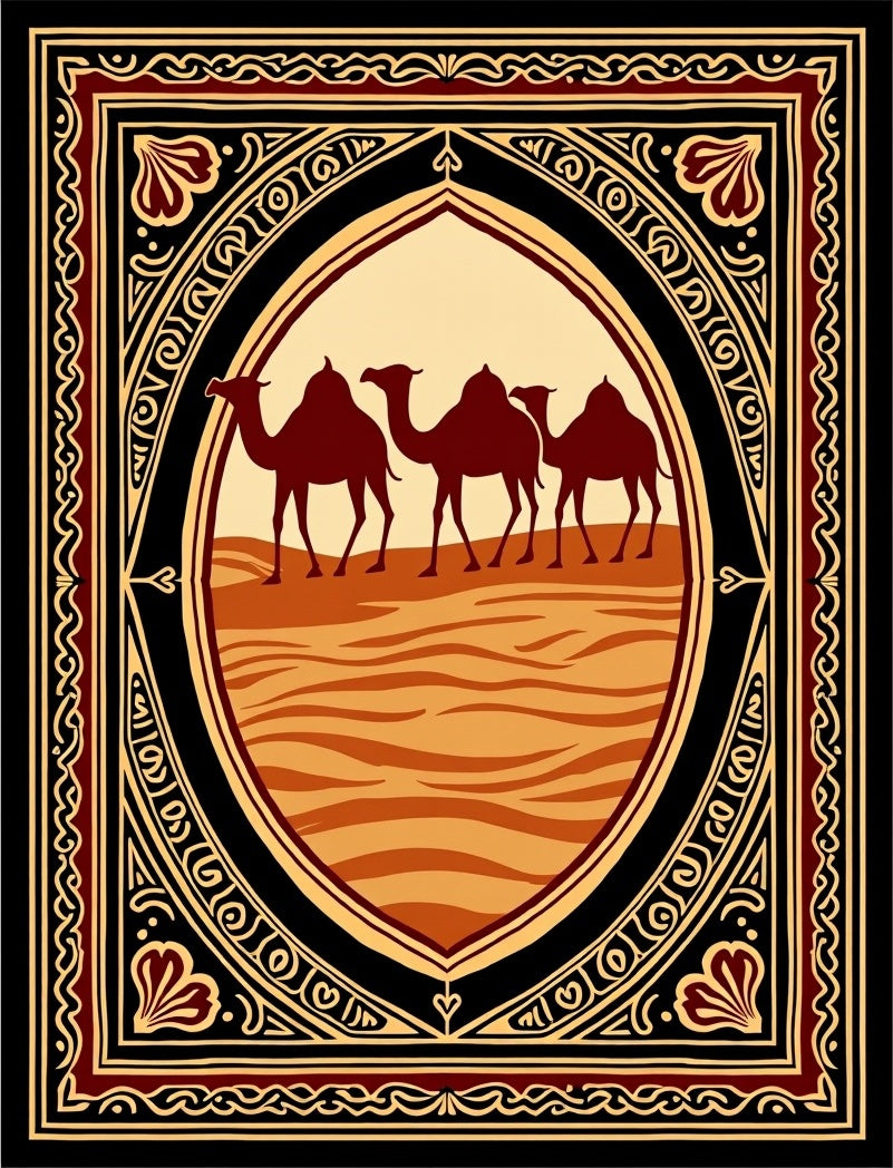 Desert Caravan Camel Silhouette Rug