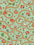 Whimsical Woodland Critters Trail Houses Rug