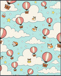 Whimsical Hot Air Balloons Sky Creatures Rug