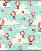 Whimsical Hot Air Balloons Sky Creatures Rug