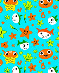 Cheerful Ocean Life Starfish Shark Rug