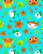 Cheerful Ocean Life Starfish Shark Rug