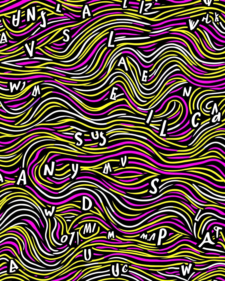 Bold Wavy Letter Abstract Rug