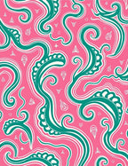 Vibrant Teal Swirl Pink Paisley Rug