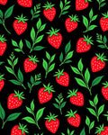Red Strawberry and Green Leaves Rug
