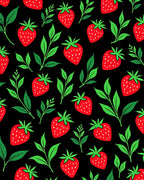 Red Strawberry and Green Leaves Rug