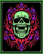 Radiant Skull Floral Border Rug