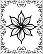 Bold Black Eight Petal Floral Inlay Rug