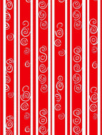 Red White Vertical Stripe Swirl Rug