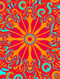 Psychedelic Sunburst Swirl Red Orange Rug