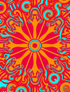 Psychedelic Sunburst Swirl Red Orange Rug