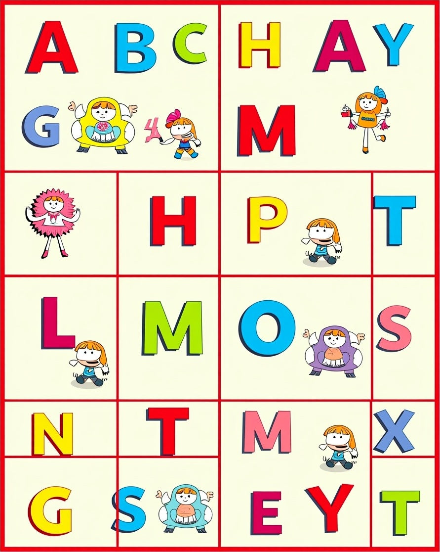 Playful Alphabet Characters Multi-Color Rug