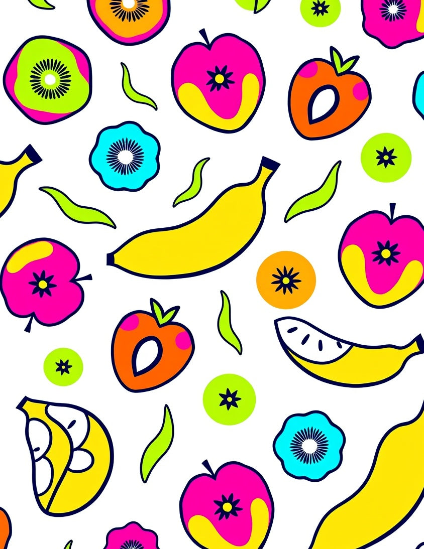 Vibrant Fruit Medley Collage Rug
