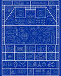 Schematic Blue Geometric Collage Rug