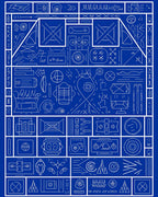Schematic Blue Geometric Collage Rug