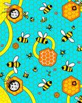 Whimsical Yellow Bee Honeycomb Turquoise Rug