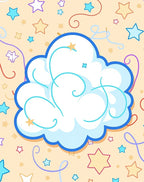 Whimsical Cloud Stars Swirls Rug