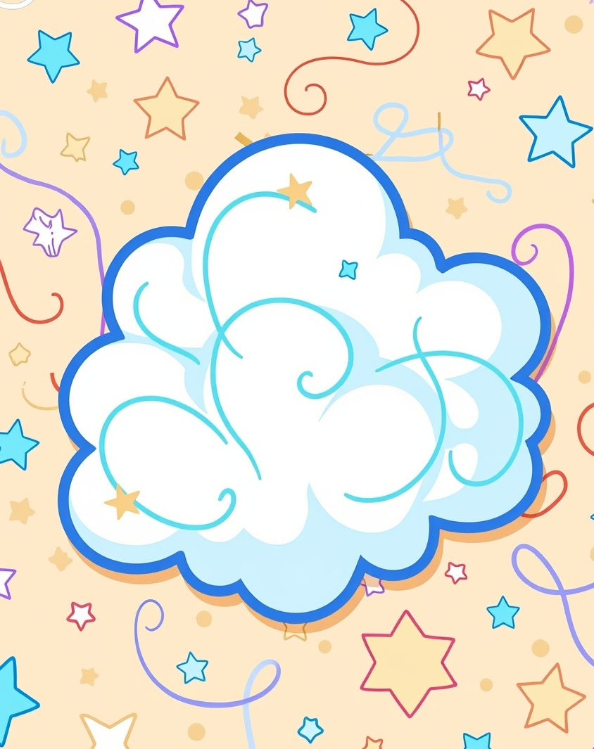 Whimsical Cloud Stars Swirls Rug