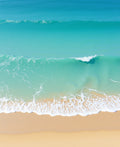 Turquoise Ocean Wave Shoreline Landscape Rug