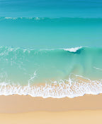 Turquoise Ocean Wave Shoreline Landscape Rug