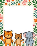 Whimsical Garden Animals Floral Frame Rug